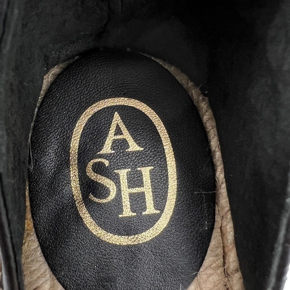 Ash Black Gold Studded Ankle Strap Espadrille Platform Sandals Size 35 Women's - Picture 2 of 9